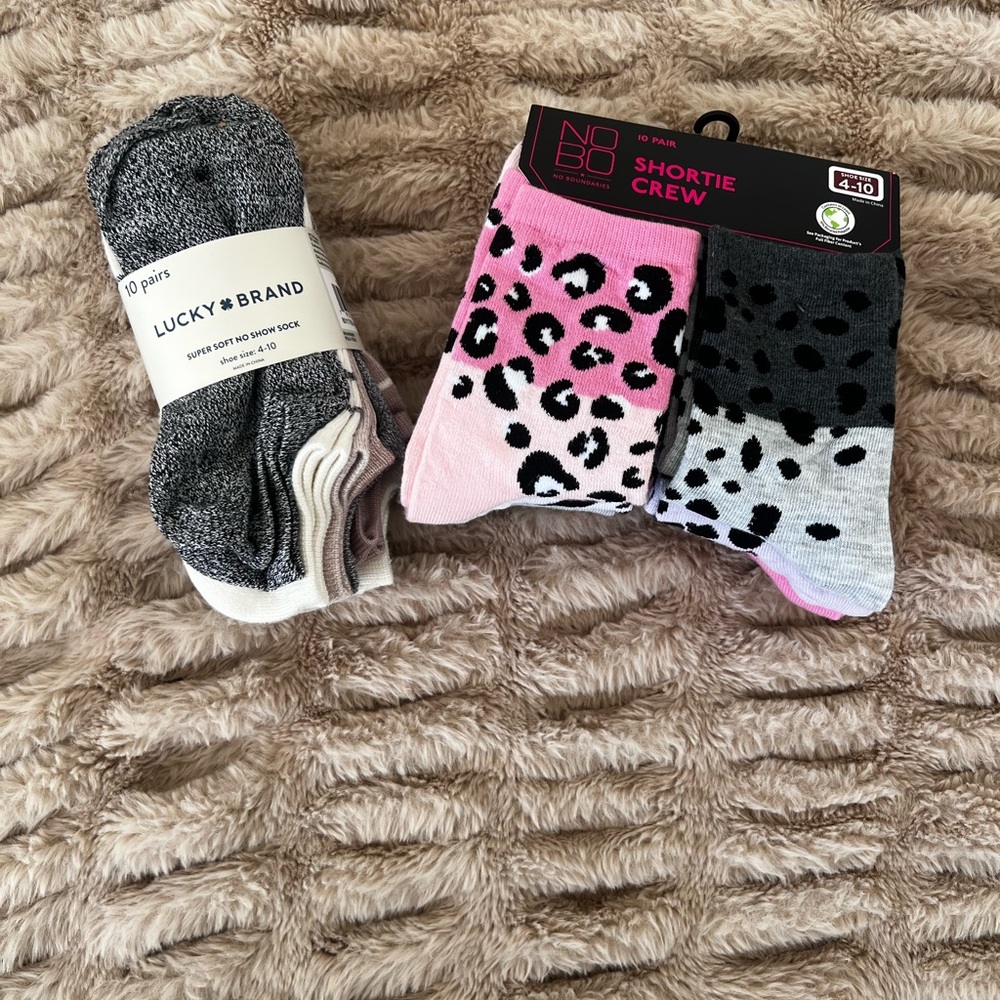 NWT Lucky Brand & NoBoundaries Women’s Gray and Animal Print Socks Size 4-10